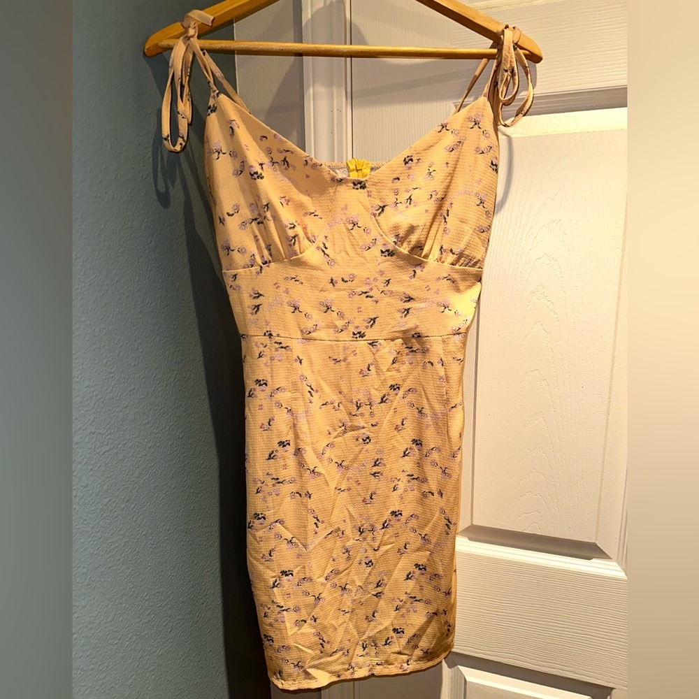 Yellow floral mini dress